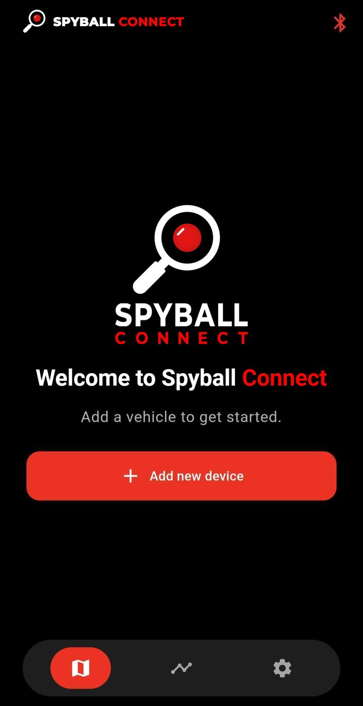 The SPYBALL CONNECT welcome screen with the Add new device button