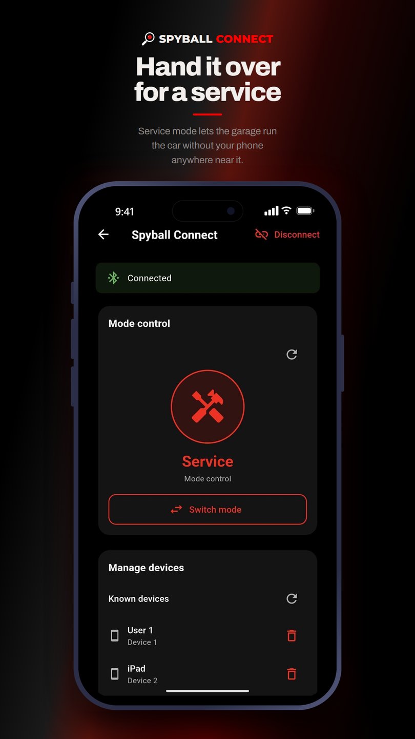 Service mode lets the garage run the car without your phone anywhere near
